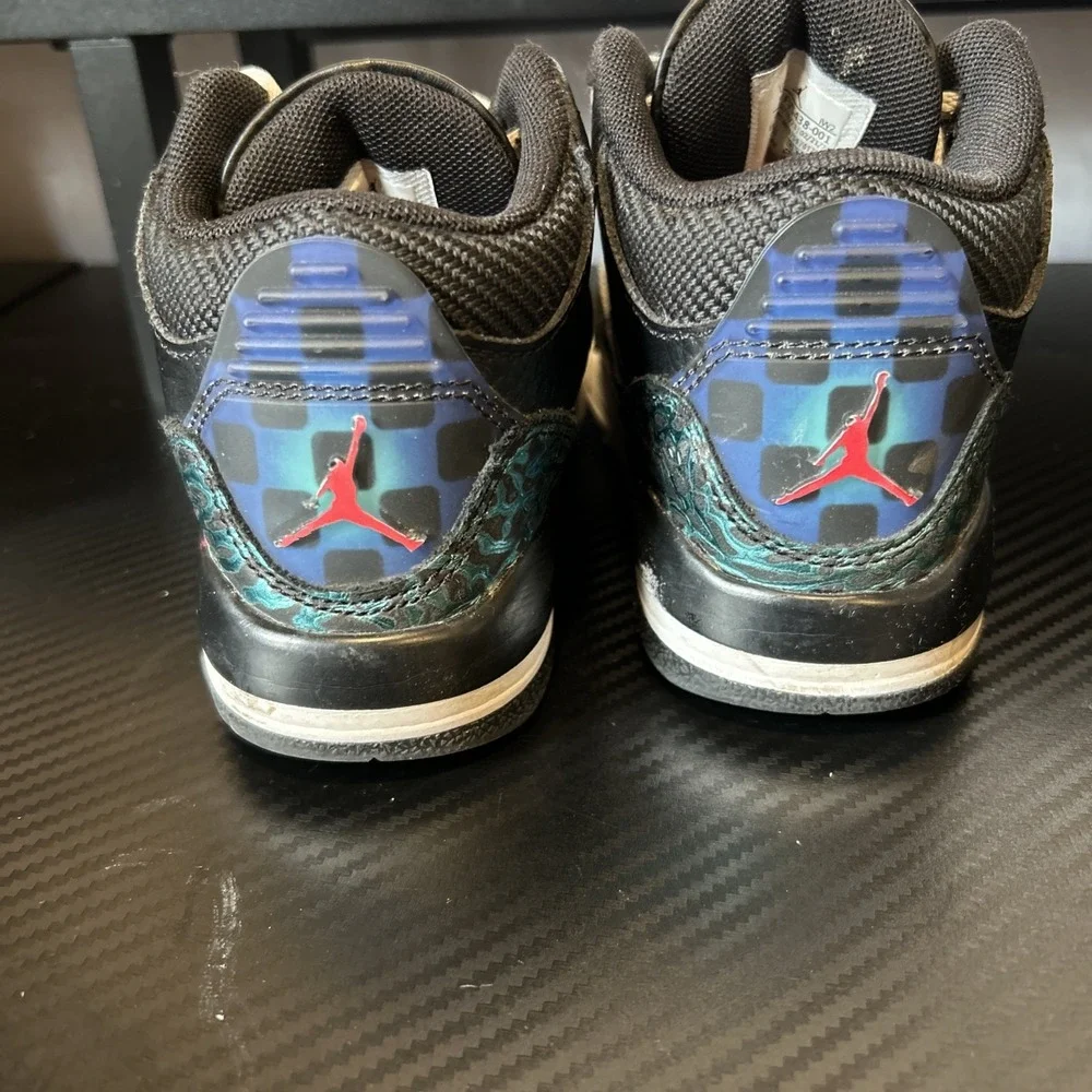 Rare Nike GS Air Jordan 3 Retro Moto Black/Siren Red/Jade FV5438-001 Size 11C - Picture 4 of 7